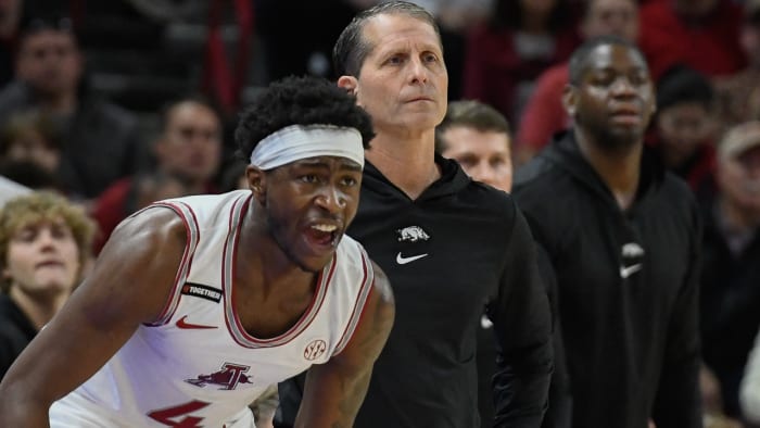 Razorbacks coach Eric Musselman on sideline against South Carolina